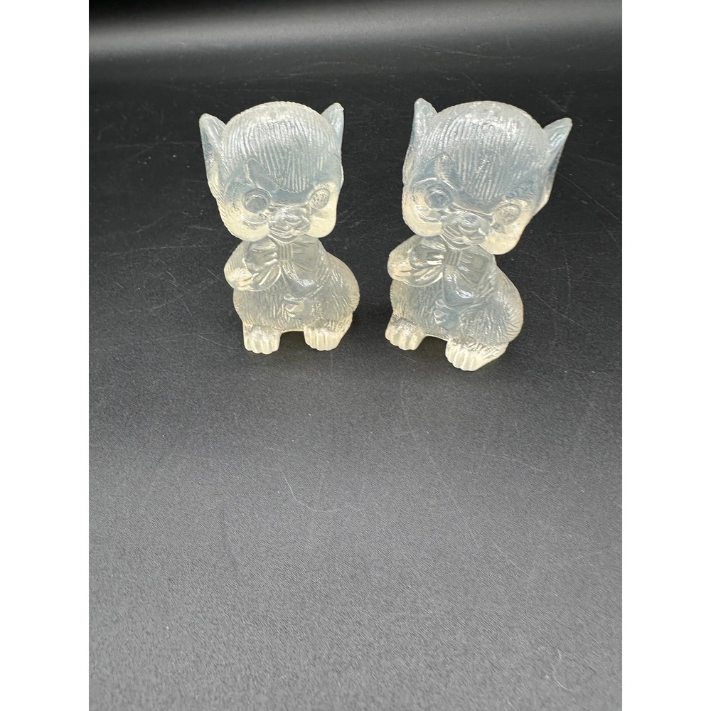 Vintage Clear Lucite Mouse Salt and Pepper‎ Shakers MCM Kitschy